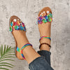 Floral Bohemian Flat Sandals - Lightweight Summer Beach Shoes with Flower Details