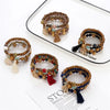 4-Piece Tree of Life Beaded Bracelet Set - Bohemian Wood Charm Bracelets