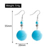 Turquoise earrings with measurements and weight on a white background