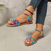 Floral Bohemian Flat Sandals - Lightweight Summer Beach Shoes with Flower Details
