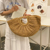 Summer Straw Women Half-moon Beach Handbag Rattan Handmade Handle Fashion Kintted Tote Bag