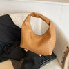 Woven Embossed Leather Hobo Bag - Classic Top Handle Shoulder Handbag