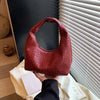 Woven Embossed Leather Hobo Bag - Classic Top Handle Shoulder Handbag