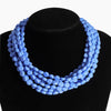 Bohemian Multilayer Blue Beaded Necklace - Vintage Rice Beads Statement Jewelry