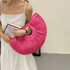 Summer Straw Women Half-moon Beach Handbag Rattan Handmade Handle Fashion Kintted Tote Bag