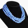 Bohemian Multilayer Blue Beaded Necklace - Vintage Rice Beads Statement Jewelry