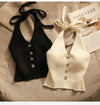 Sexy Cross Vest Crop Top - Knitted Off Shoulder V-Neck Backless Tank Halter Y2K Camisole 2025