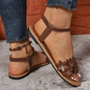 Floral Bohemian Flat Sandals - Lightweight Summer Beach Shoes with Flower Details