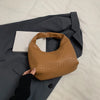 Woven Embossed Leather Hobo Bag - Classic Top Handle Shoulder Handbag
