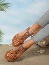 Bohemian Heart Flat Sandals - Comfortable Round Toe Summer Shoes