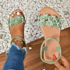 Floral Bohemian Flat Sandals - Lightweight Summer Beach Shoes with Flower Details